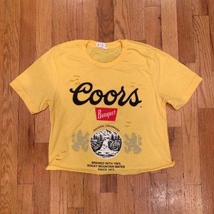Coors Banquet Beer Crop Top + Distressed